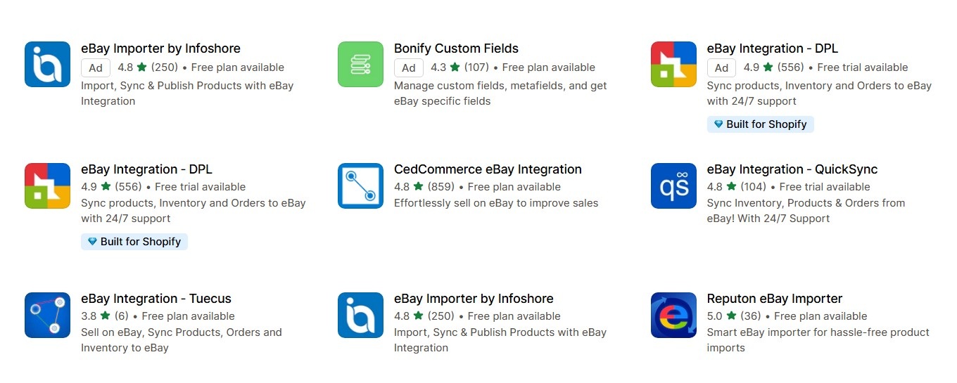 Third party apps to To Connect Your Shopify Store to eBay