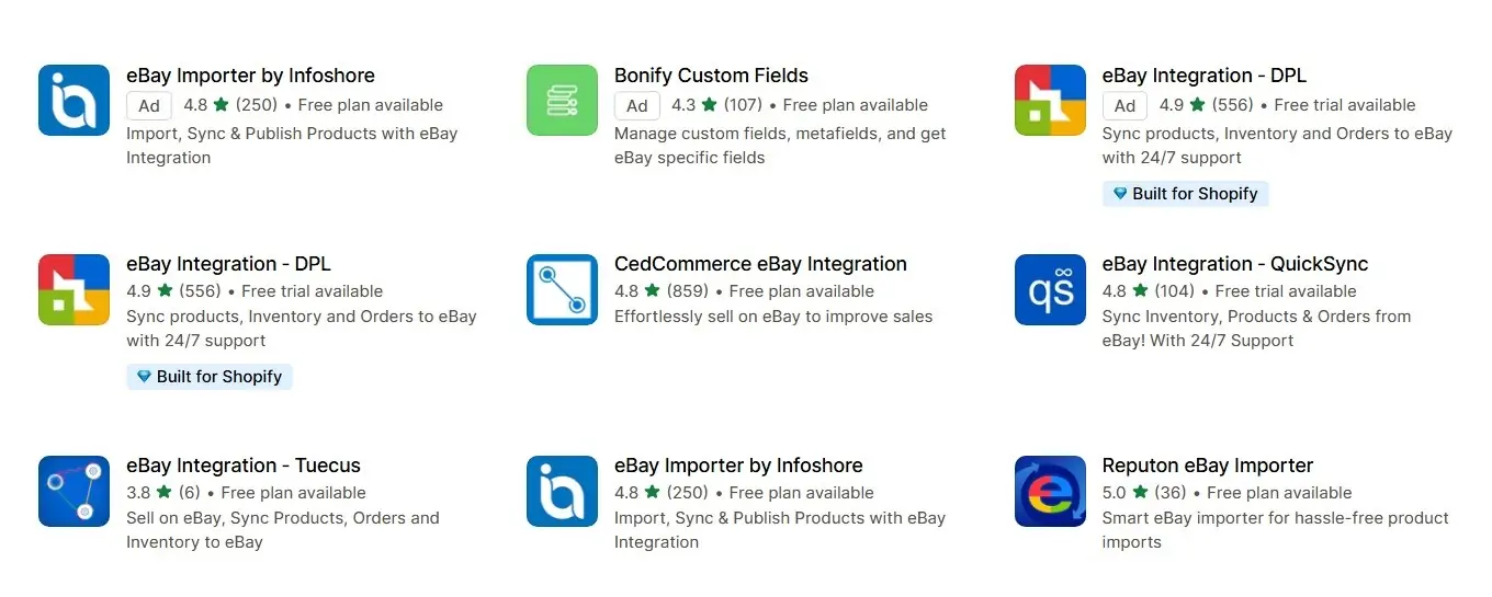 Third party apps to To Connect Your Shopify Store to eBay
