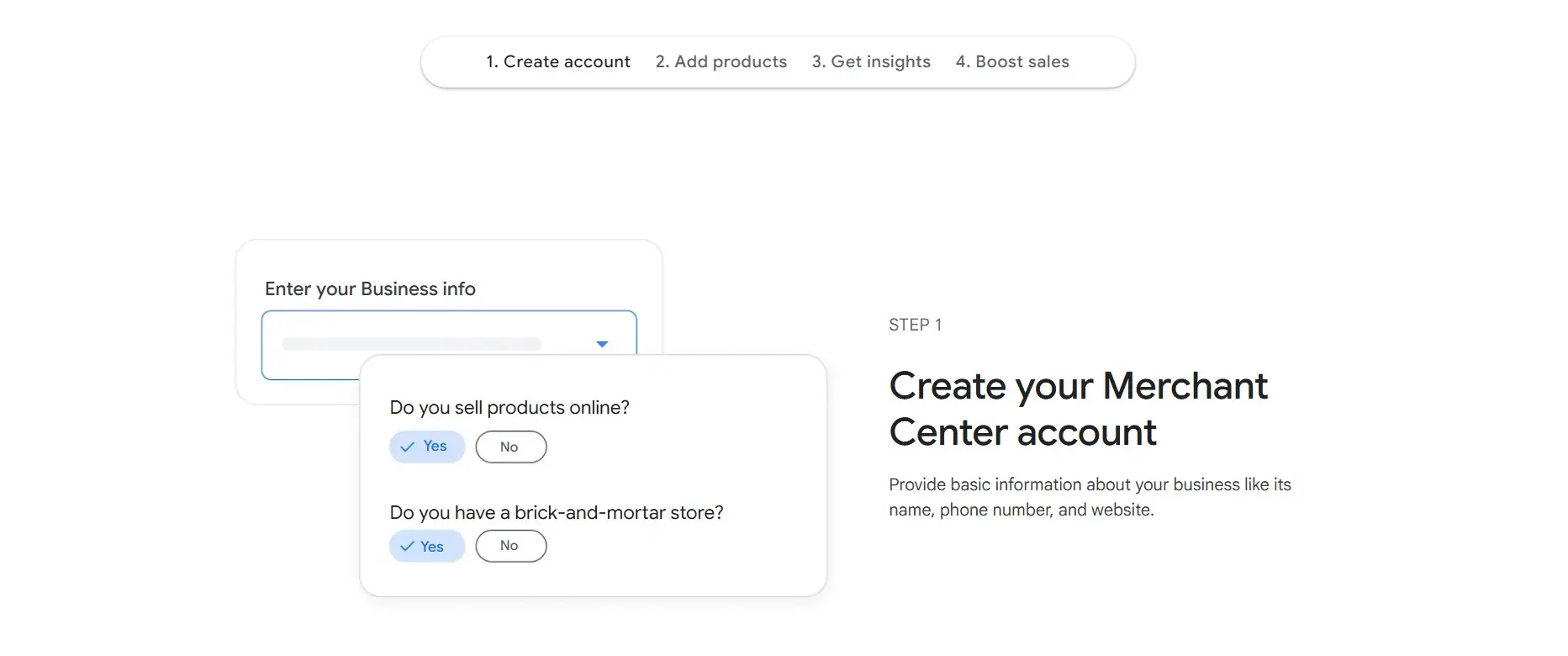 Shopify Retailers have to set up a google merchant center account to sell on Google Shopping