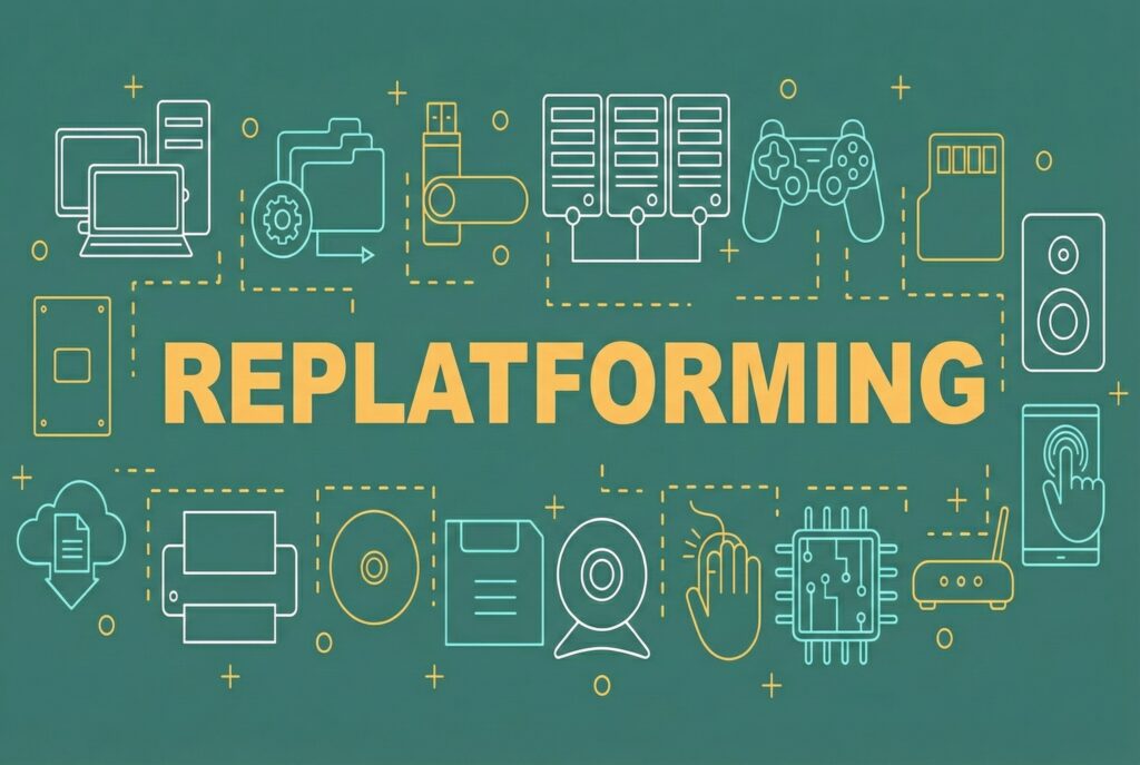 Featured header image for guide on SEO considerations when replatforming to Shopify, covering how to preserve search rankings during migration, avoid common pitfalls like broken redirects and traffic drops, and leverage Shopify's built-in SEO advantages.