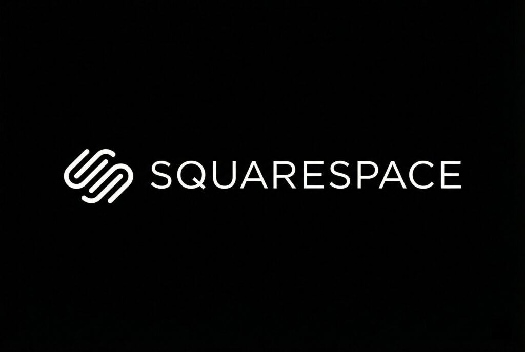 Squarespace logo displayed in white text against black background, representing the source platform for merchants considering migration to Shopify for expanded e-commerce capabilities and scalability